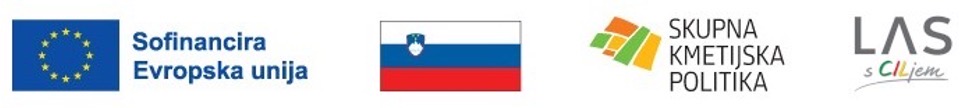Logotipi sofinancerjev: Evropska unija, Republika Slovenija, Skupna kmetijska politika in LAS